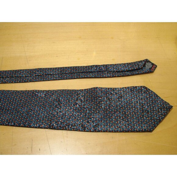 Vintage Christian Dior Monsieur Blue Burgundy Gold Neck Pointed Designer Tie - Picture 6 of 11